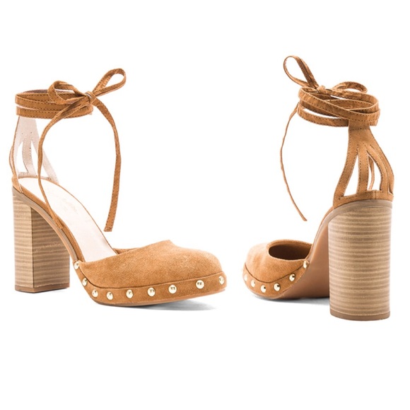 Seychelles Shoes - 🆕 Seychelles Drift Heel Wrap Tie Tan Suede Studs